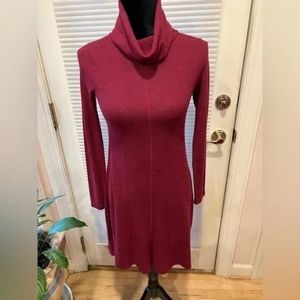 Cupio Red Cowl Neck Knee-Length Sweater Dress